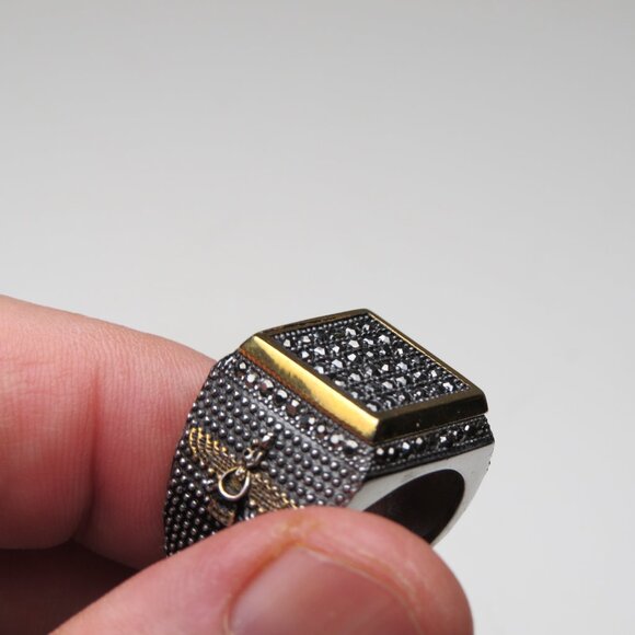 14k Hematite Men's Ring - Picture 6 of 7